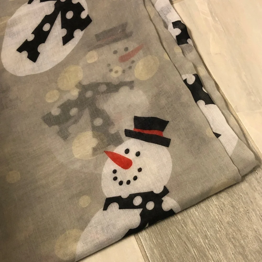 Snowman Print Gray Infinity Scarf